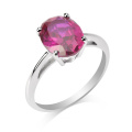 925 Sterling Silver Stone Synthetic Ruby Rings